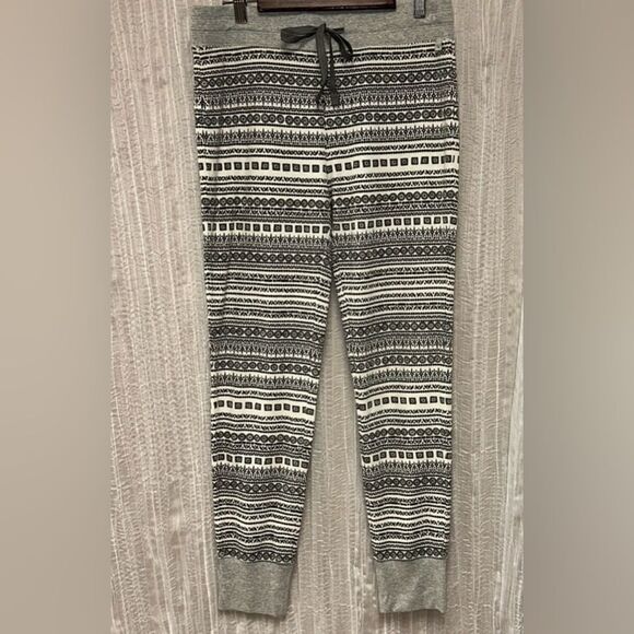 Eddie Bauer M Stines Favorite White Gray Waffle Knit Cotton Blend PJ Bottom - Picture 1 of 10